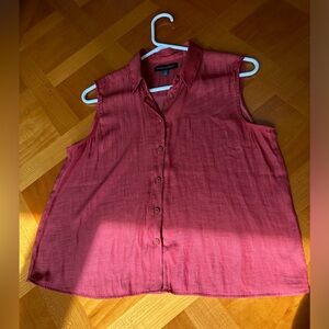 Banana Republic Women’s S Dark Red Button-Down Sleeveless Summer Vacation